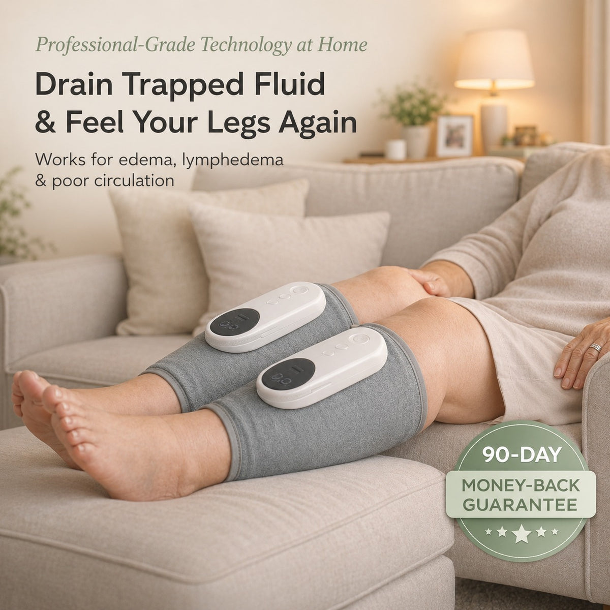 Revivo 3-in-1 Leg Massager - Relief for Swelling & Poor Circulation (One Leg)